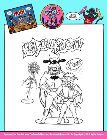 The Cows Go Moo Holly Cow and Bat Cow Coloring Page