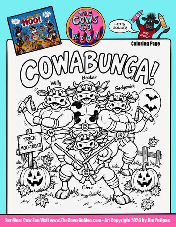 Cowabunga Halloween - Coloring Page!