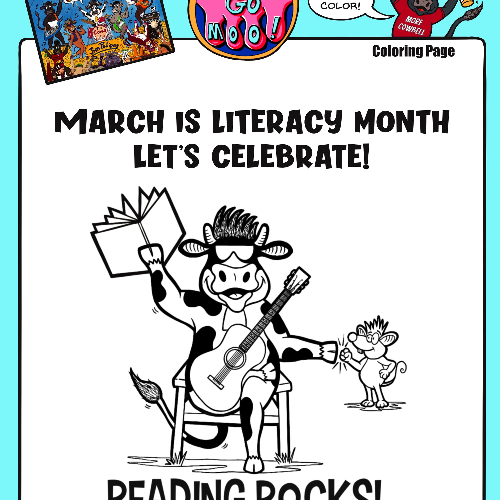 Reading Rocks Coloring Page