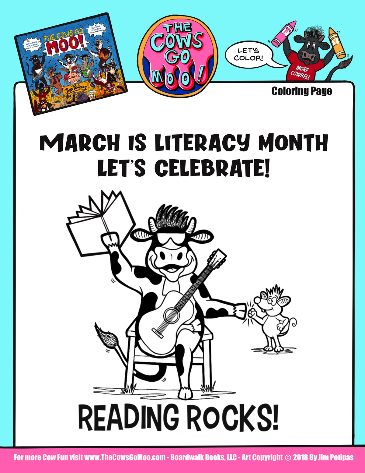 Reading Rocks - Coloring Page